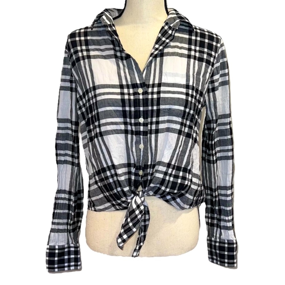 J. Crew Plaid Cropped Button Down Shirt Women’s Size XS/S